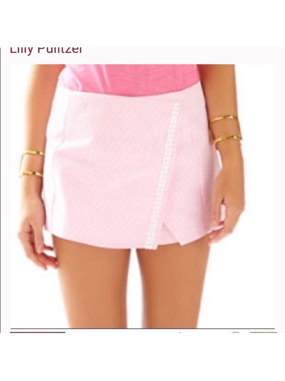 🩷💕Lilly Pulitzer Pink Striped Izzy Envelope Seersucker Mini Skort Size 6🩷💕